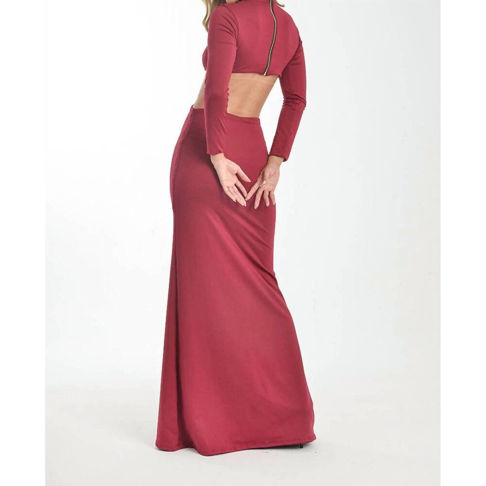 NEW STEFFANY MILANO embellished cut-out maxi dress in deep wine - Picture 2 of 5